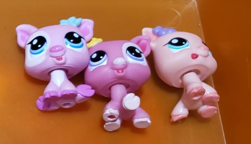 LIKE NEW Littlest Pet Shop Pig Piglet Triplet 1548 1549  1550 Lot Authentic Dec10n