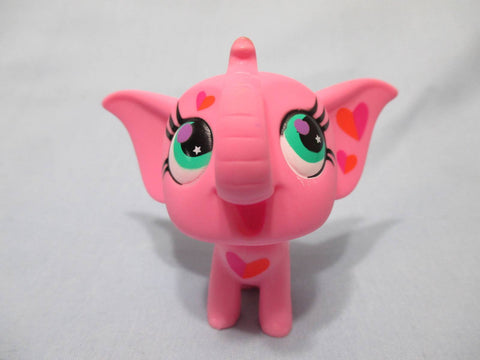 LIKE NEW Littlest Pet Shop Rare Elephant 2844 Pink heart Blue Eyes Authentic Feb25ni
