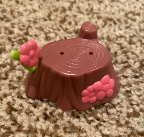 Littlest Pet Shop Brown Tree Stump with Pink Flowers 2" long MAY6J