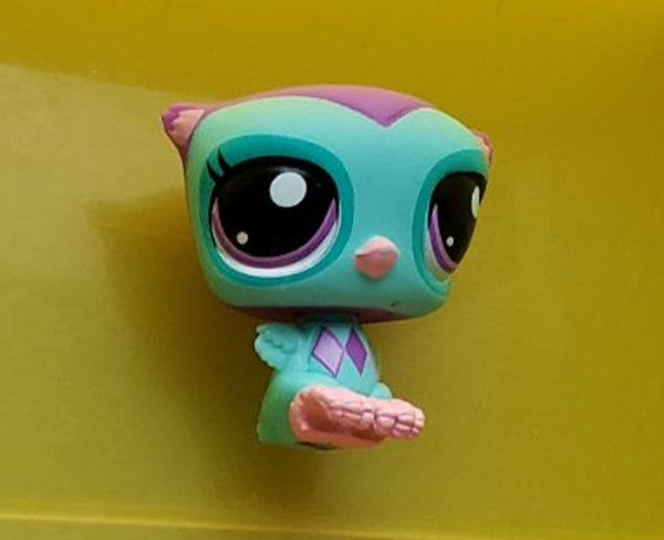 LIKE NEW Littlest Pet Shop G7 Blue Owl Purple Eyes Authentic LPS AUG23K
