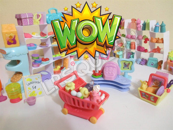 Littlest Pet Shop Random Lot 7 SURPRISE PCS Grocery Shopping Food Accessories SEE VIDEO