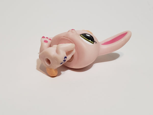 Littlest Pet Shop RARE White Yellow Bunny Rabbit 2281 w/ Dark Olive Green Eyes Authentic LPS AIK JAN18AHR WW