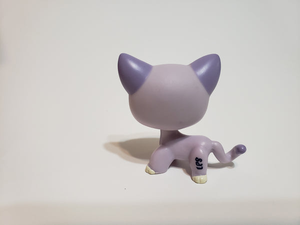 LIKE NEW Littlest Pet Shop 2094 Lavender Purple Shorthair Standing Cat with Green Eyes LPS AIK APR29J