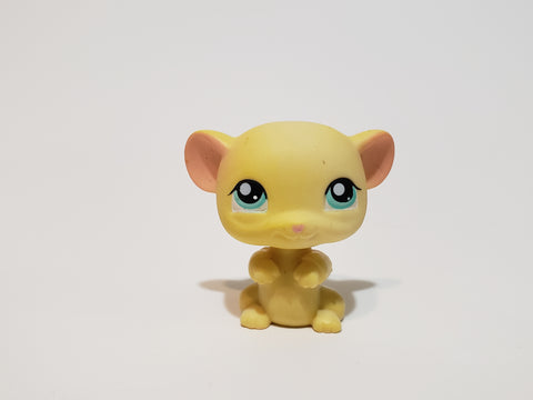 LIKE NEW Littlest Pet Shop 448 Yellow Mouse with Cyan Eyes Authentic LPS Mar4n