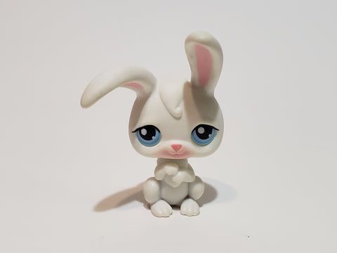 LIKE NEW Littlest Pet Shop WHITE PINK BUNNY RABBIT #49 BLUE EYES Mar02npo52
