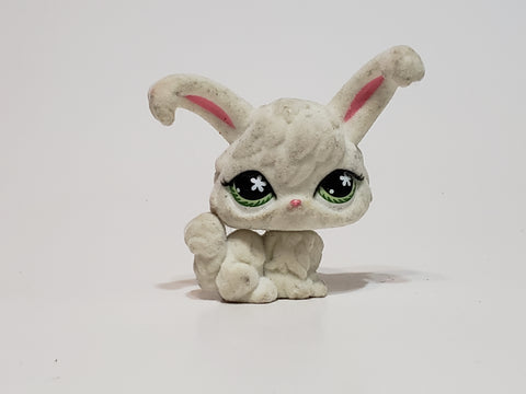 Littlest Pet Shop 515 Angora Rabbit Bunny White with Green Eyes Authentic Minor Wear Apr03ni86