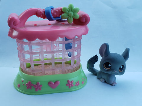 LIKE NEW Littlest Pet Shop Grey Chinchilla 144 w Original Accessory Set Authentic Lps APR05A