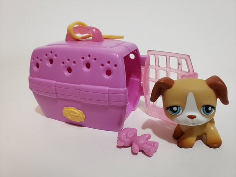 LIKE NEW Littlest Pet Shop Dog Boxer 218 Puppy w Original Accessories Set Authentic Lps APR05A