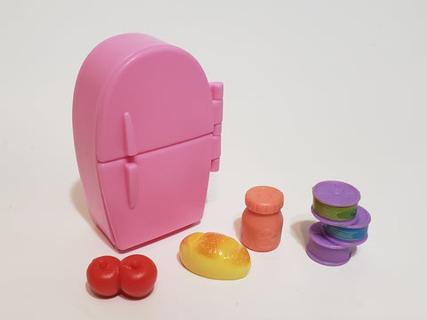 Littlest Pet Shop Compatible MLP Rare Pink Fridge with Accessories Set LPS APR07J