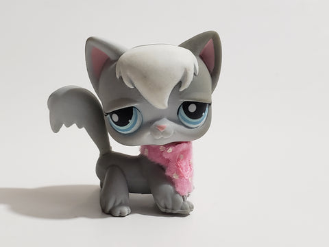 LIKE NEW Littlest Pet Shop 345 Angora Long Haired Cat w Original Accessory Authentic APR08J