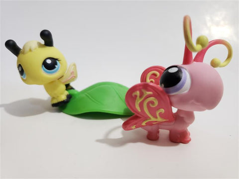 LIKE NEW Littlest Pet Shop Lps Pet Pairs Bumble Bee Butterfly 201 202 with Original Accessory Set Authentic APR15J