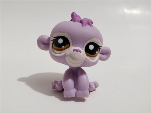 LIKE NEW Littlest Pet Shop 2445 Purple Baby Monkey Brown Eyes Authentic LPS APR16J