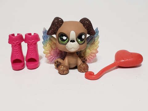 Littlest Pet Shop Your Fairy Godmother 2351 Brown Boxer w Accessories Set Authentic Comes as Shown APR17A