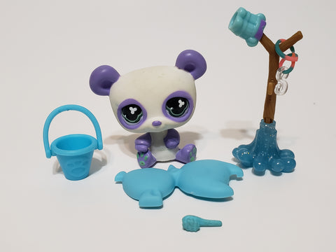 Littlest Pet Shop Blue World Panda 776 w Accessory Set Authentic Comes As Shown APR26J86