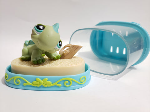 LIKE NEW Littlest Pet Shop Iguana Lizard 499 with Carrier Habitat Set Authentic LPS APR30J
