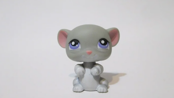 Littlest Pet Shop Gray Purple Eyes Standing Mouse 105 Authentic Sep23npo120