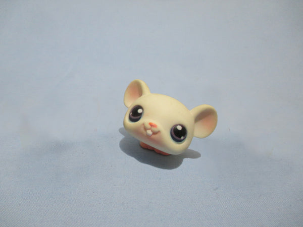 LIKE NEW Littlest Pet Shop White Mouse Rat Pink Nose 30 Purple Eyes Authentic AUG13K