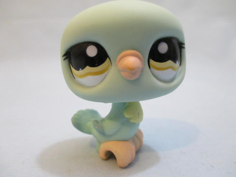 LIKE NEW Littlest Pet Shop Bird Pigeon Green Orange Eyes 1124 Authentic Feb23n