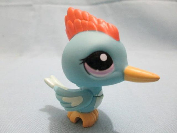 LIKE NEW LITTLEST PET SHOP 1787 Woodpecker Blue Aqua Red Crest Purple Eyes Authentic Feb26npo25