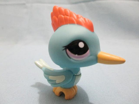 LIKE NEW LITTLEST PET SHOP 1787 Woodpecker Blue Aqua Red Crest Purple Eyes Authentic Feb26npo25