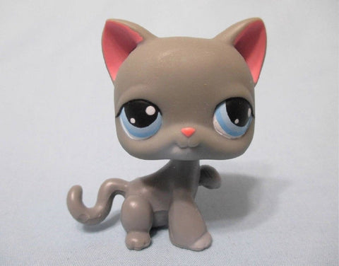 Littlest Pet Shop Shorthair Paw Up 74 Gray Kitten Cat Authentic LPS MY05J
