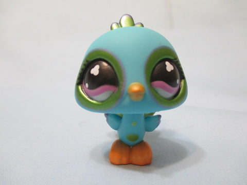 Littlest Pet Shop 869 Peacock Bird Gold Blue with Purple Eyes Authentic OCT25J