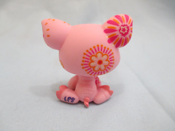 Littlest Pet Shop 1065 Pink Postcard Pig Blue White Flower Eyes Authentic OCT25J