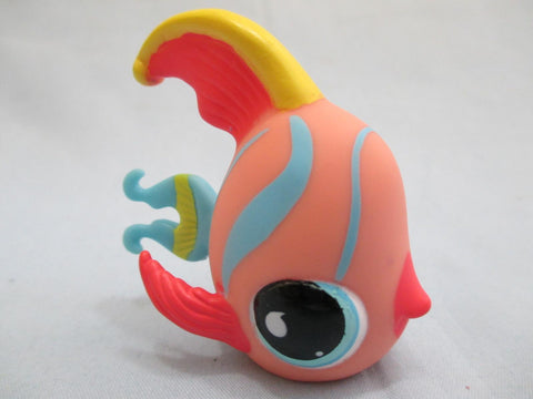 LIKE NEW Littlest Pet Shop 643 Peach Hot Pink Yellow & Aqua Angel Fish Authentic OCT27J