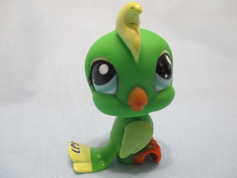 LIKE NEW Littlest Pet Shop Rare Green Cockatoo Parrot Bird Blue Eyes 1369 Authentic Lps Oct14npo41