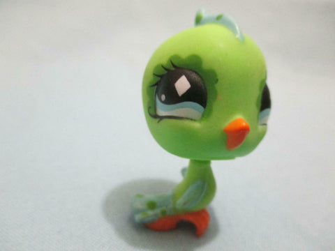 LIKE NEW Littlest Pet Shop 472 Green Bird Parakeet Blue Diamond Eyes Authentic Feb27ni