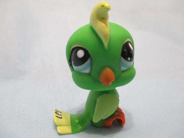 LIKE NEW Littlest Pet Shop Rare Green Cockatoo Parrot Bird Blue Eyes 1369 Authentic Lps DEC08J