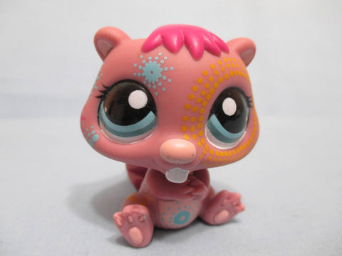 LIKE NEW Littlest Pet Shop Beaver Purple Pink with Blue Eyes Postcard 1580 Authentic Lps Apr07n