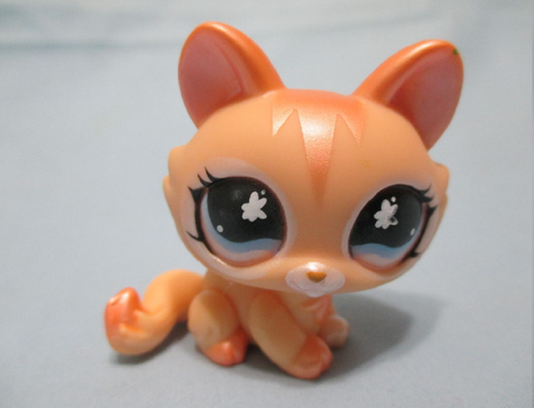 LITTLEST PET SHOP 870 ORANGE SHIMMER CROUCHING KITTY CAT Authentic DEC13J