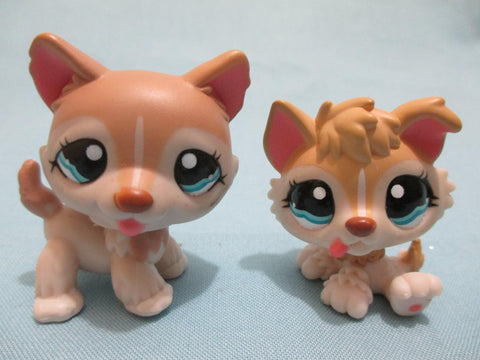 Littlest Pet Shop Lot of 2 Husky Puppy Dog 1012 1013 Mommy Baby Authentic Lps MAY30J