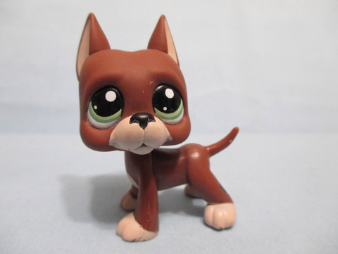 'LIKE NEW Littlest Pet Shop RARE Brown Chocolate Great Dane Dog Puppy with Green Eyes LPS 1519 SEE VIDEO MAR29J