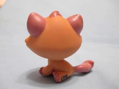 Littlest Pet Shop Orange Pink TABBY CAT 1710 Green Eye Mauve RARE Authentic MAY8JM