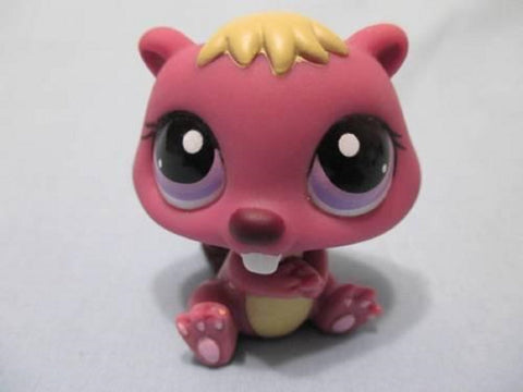 Littlest Pet Shop Beaver Plum Brown with Purple Eyes 1410 Authentic Lps Oct29ni