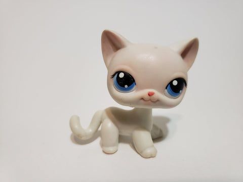 Littlest Pet Shop White Shorthair Cat 64 Blue Eyes Lps Authentic Blemished As Shown May23ni86