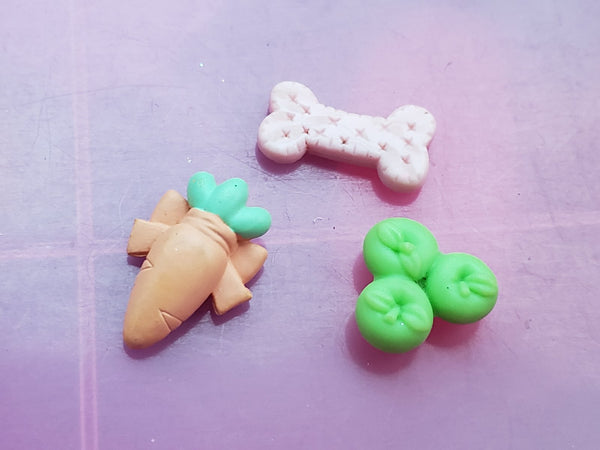 Littlest Pet Shop Lot of 3 Food Accessories Apples Carrot Bone Set Authentic LPS Oct19n