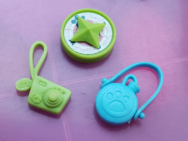 Littles Pet Shop Lot of 3 Hike Hiking Camping Accessories Mini Camera Compass Bottle Set Authentic LPS Oct19n