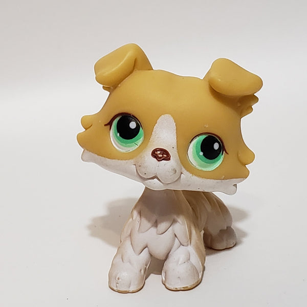 Littlest Pet Shop Rare HTF Golden Yellow & White Collie 272  Puppy Dog 100% Authentic Dec05ni