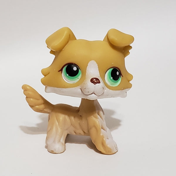 Littlest Pet Shop Rare HTF Golden Yellow & White Collie 272  Puppy Dog 100% Authentic Dec05ni