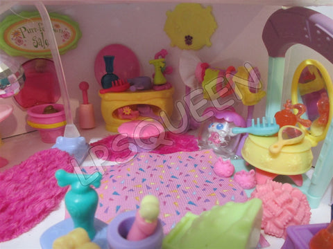 Littlest Pet Shop LPS Lot of 12 RANDOM Hotel Salon Bathroom Accessories + 1 Dog or Cat 100% Authentic