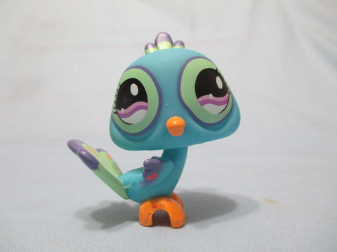 LIKE NEW Littlest Pet Shop Blue Green Purple Big Eyes Peacock 869 RARE Authentic Mar11npo64