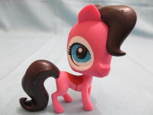 Littlest Pet Shop Horse Pony 3292 Pink Brown w/ Blue Eyes LPS Authentic Mar19ni