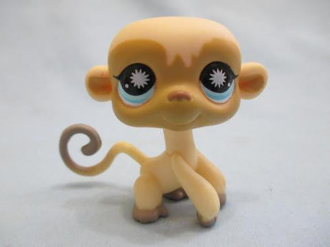 LIKE NEW Littlest Pet Shop 835 Tan Or Cream Monkey Aqua Starburst Eyes Authentic Mar27n