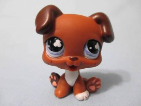 LIKE NEW Littlest pet shop Brown Baby Boxer 657 rare freckles tan puppy Authentic LPS Apr22n