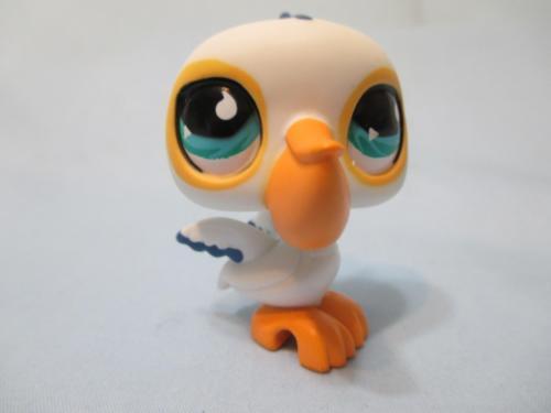 LIKE NEW Littlest Pet Shop Bird Pelican White Teal Teardrop 517 Authentic Lps Oct29ni