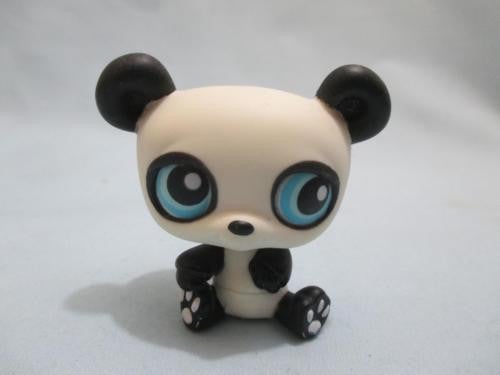 LIKE NEW Littlest Pet Shop 90 Panda Bear Black White Blue Eyes Authentic Oct26ni