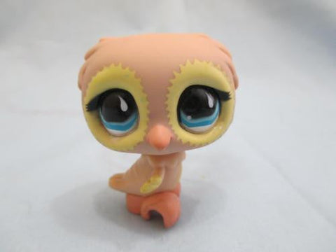 LIKE NEW Littlest Pet Shop Tan Beige Owl Blue Raindrop Eyes 674 Authentic DEC08J